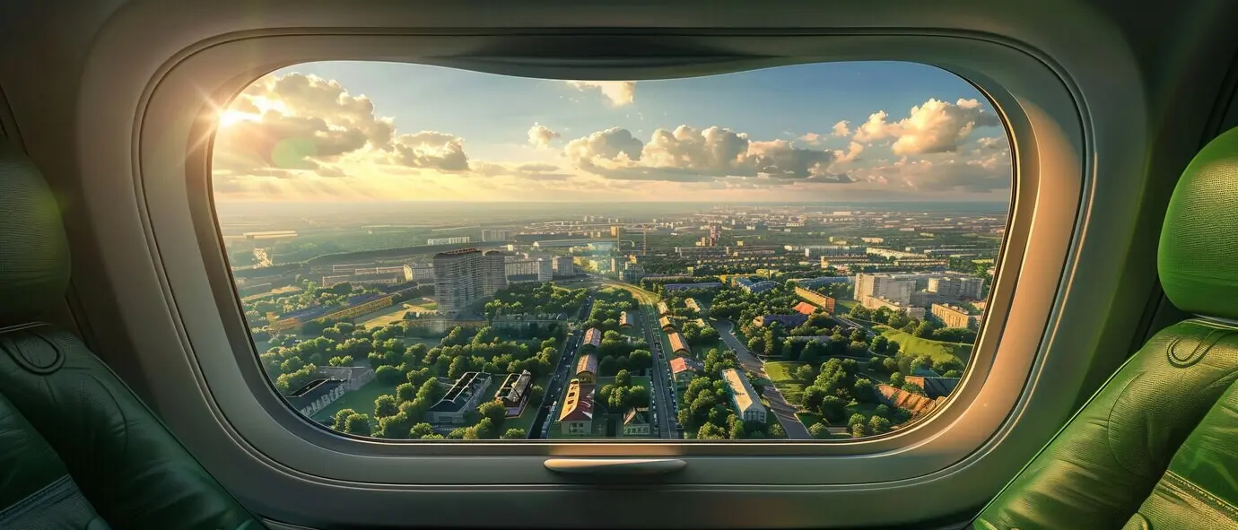 Зелёный самолёт в экологичной среде